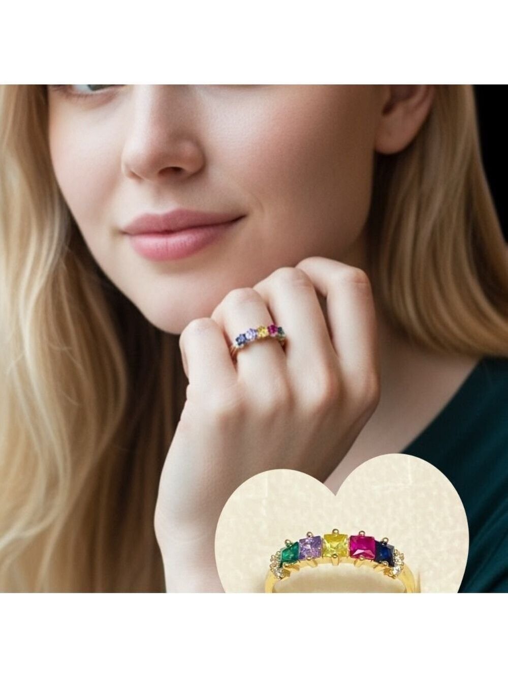Multi Colour Stone Ring - Picture 5 of 5